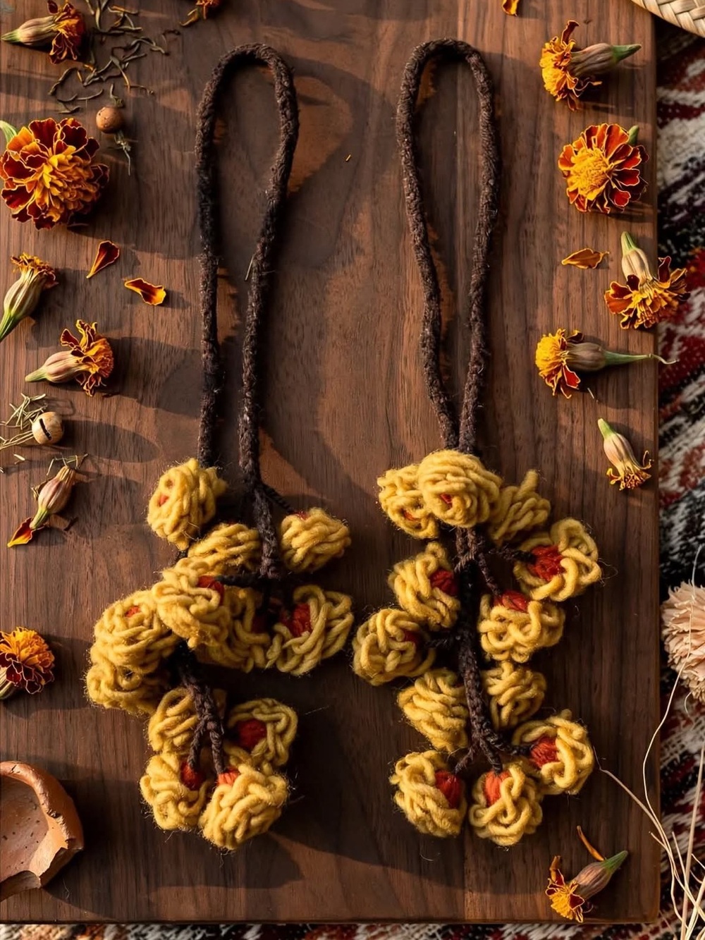 Wool Tlacoyal Hair Ties Handmade in Mexico